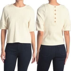 Madewell Womens Ottoman Jacquard Button Back Top size XS